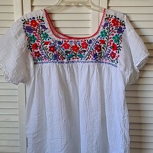 Embroidered blouse hand made White Cool cotton